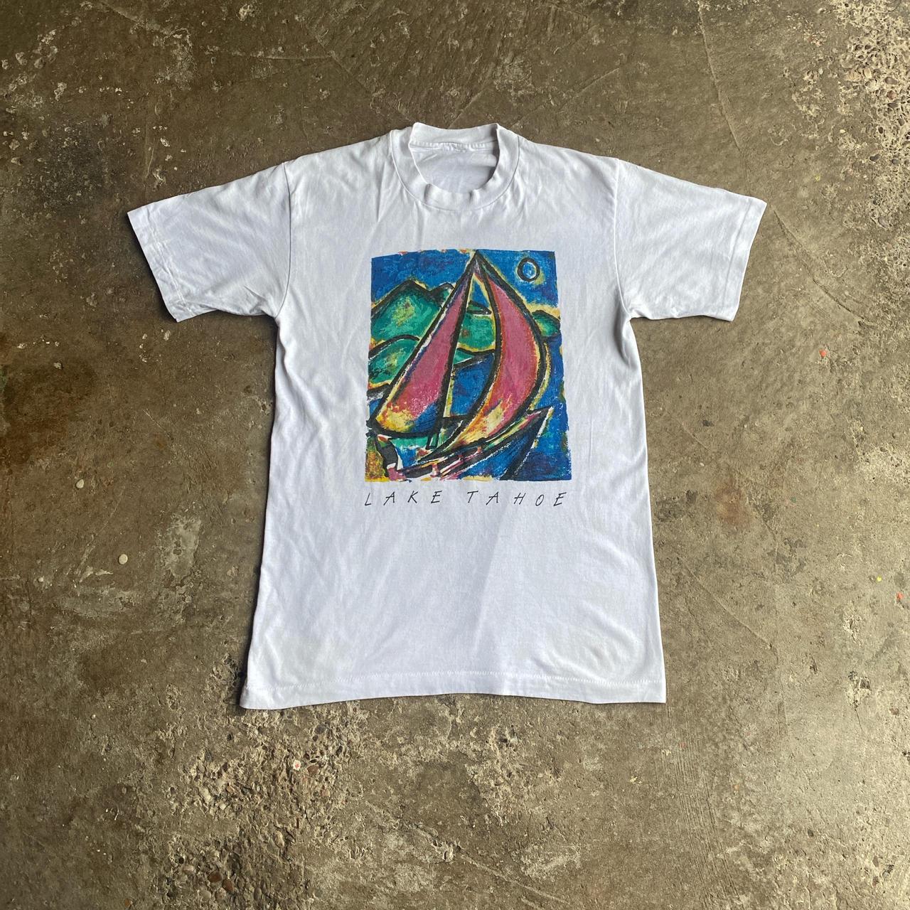 Vintage White Single Stitch Graphic Lake Tahoe T-Shirt - M