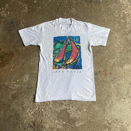 Vintage White Single Stitch Graphic Lake Tahoe T-Shirt - M