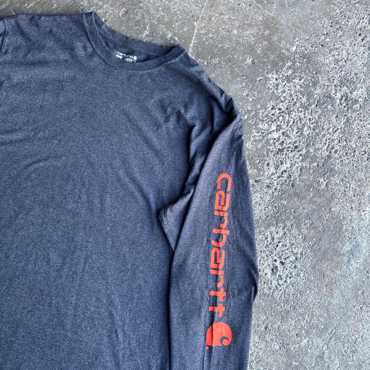 Grey Long Sleeve Carhartt Text Graphic T-Shirt - 2XL