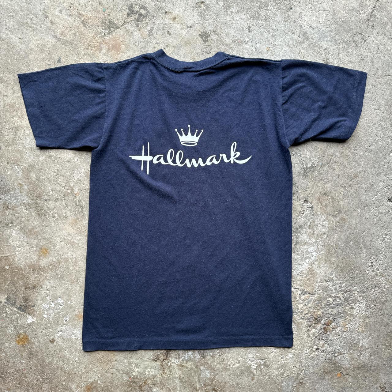 80s Navy graphic tee with jigsaw puzzle print