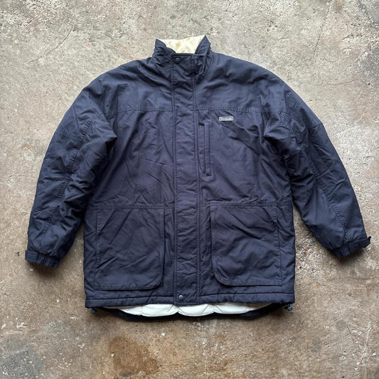 Navy and white Reebok puffer jacket