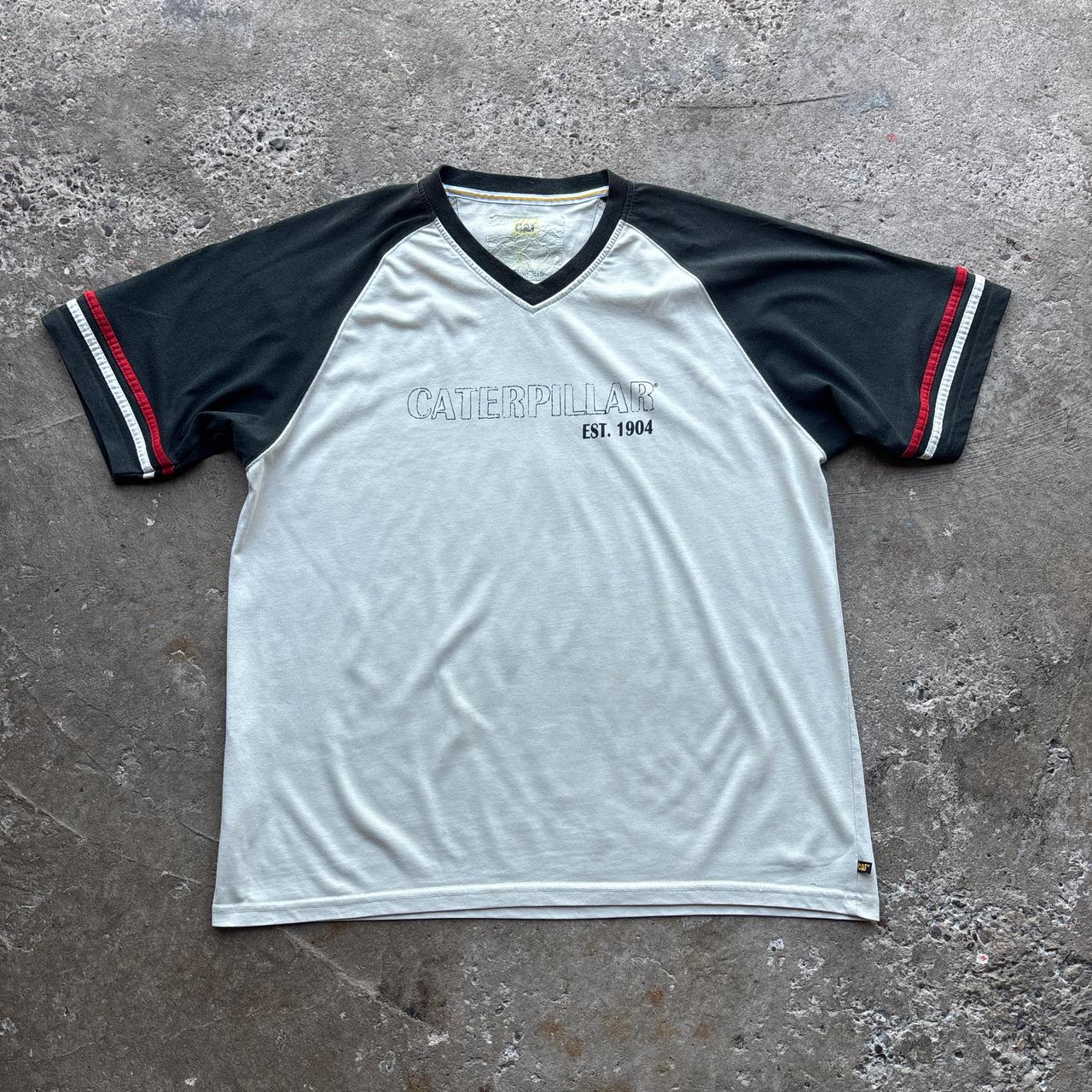 00s Cream and black Caterpillar raglan t-shirt - L
