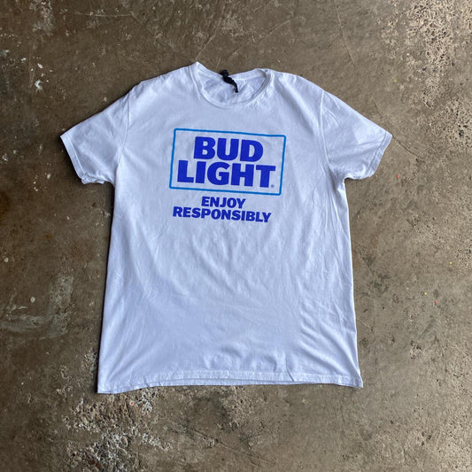 Vintage White Bud Light Graphic T-Shirt