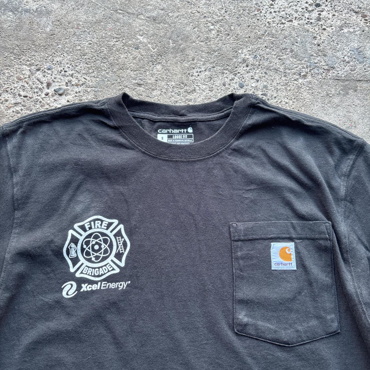 Black Carhartt t-shirt with Prairie Island Fire Brigade graphics - S