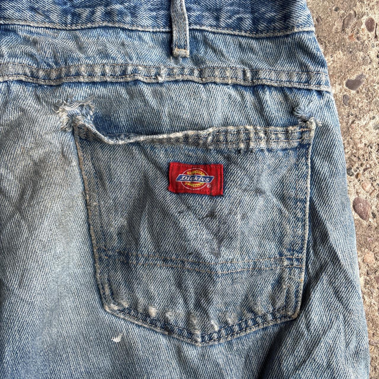 Blue Denim Heavily Distressed Dickies Jeans