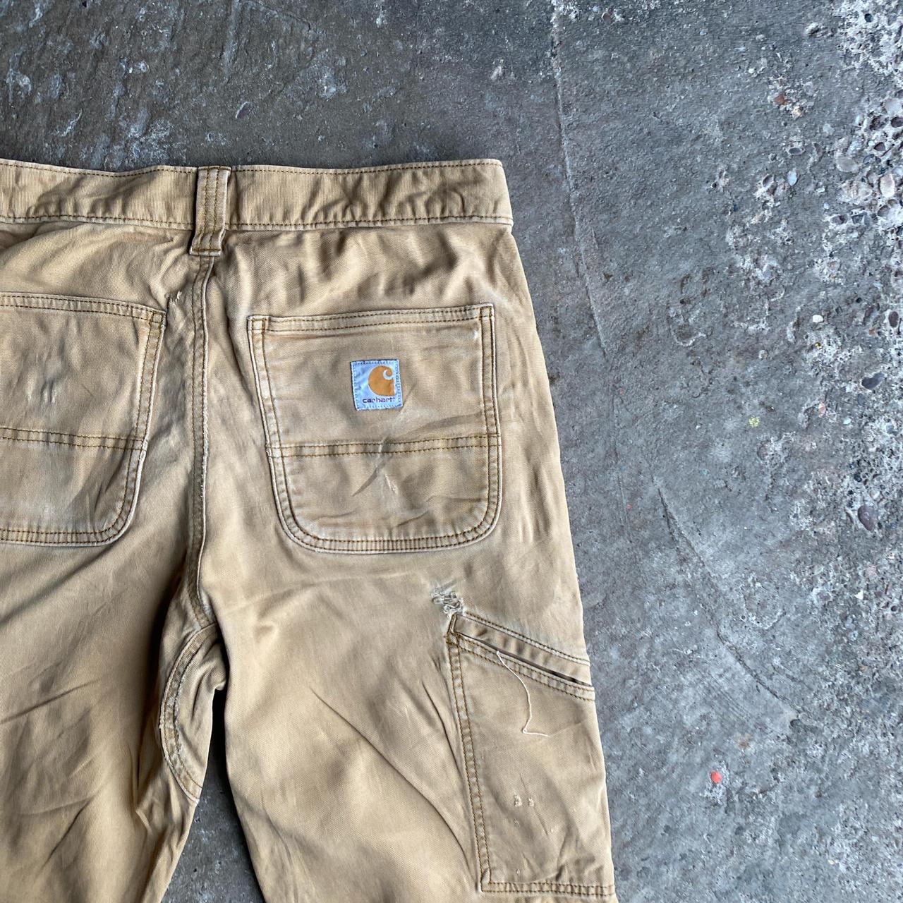 Tan Carhartt Distressed Carpenter Pants - W30