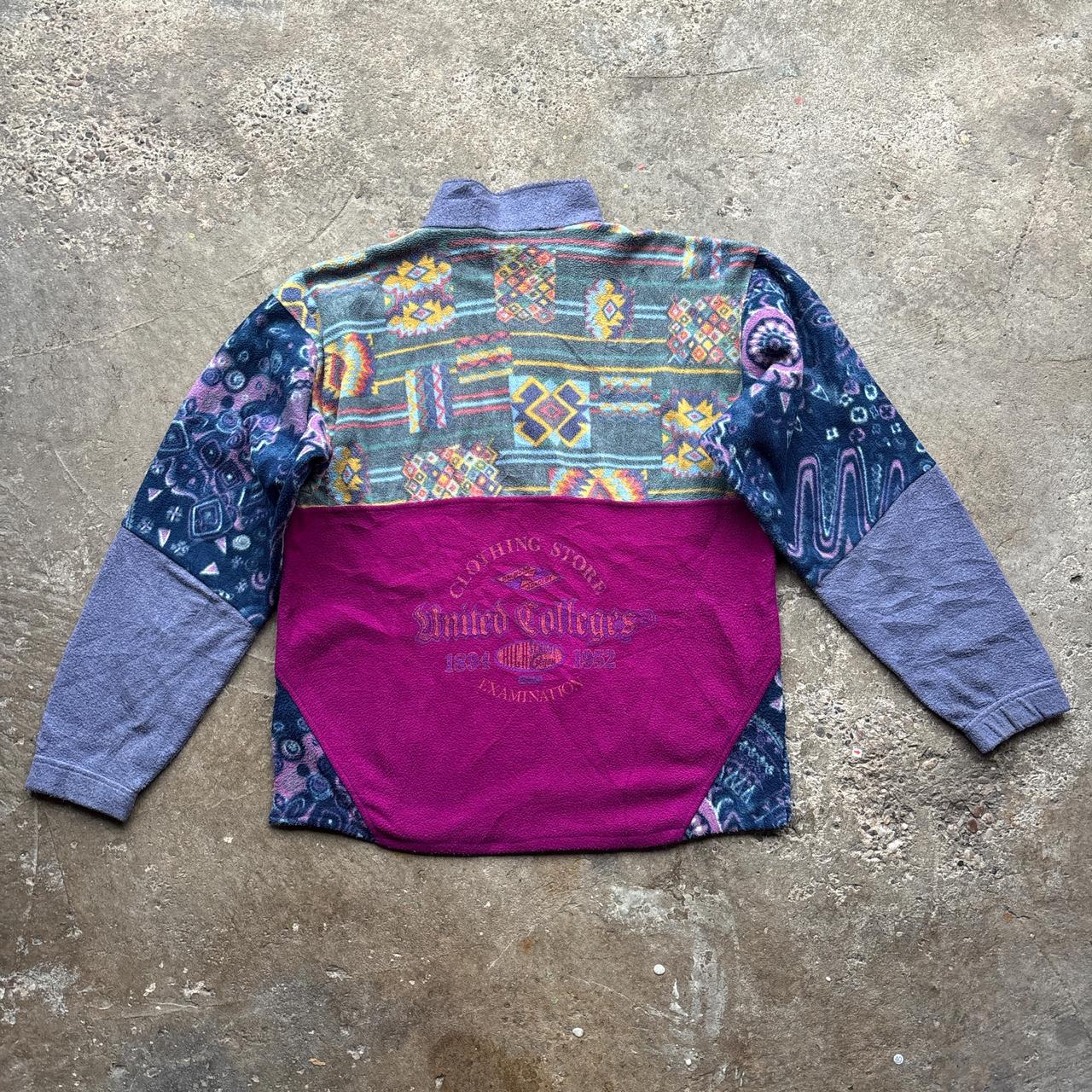 Vintage crazy quarter-zip fleece with purple and grey panels