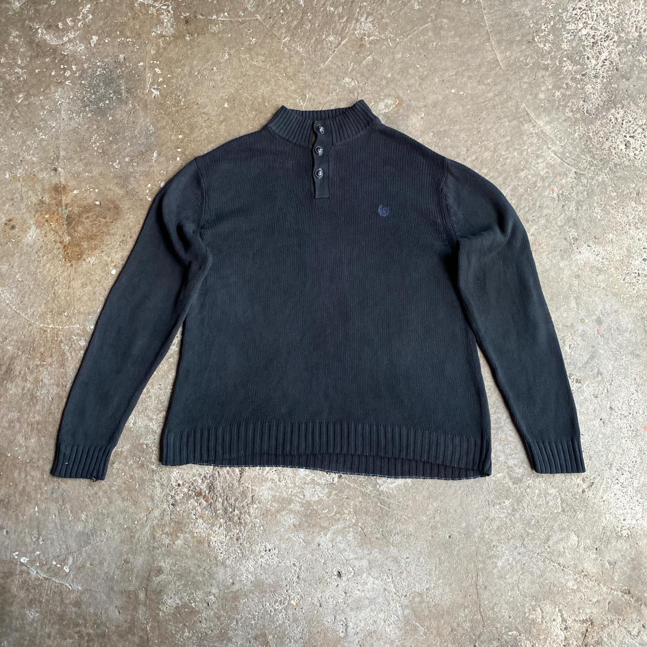 Black Chaps Button Up Knit Jumper - L