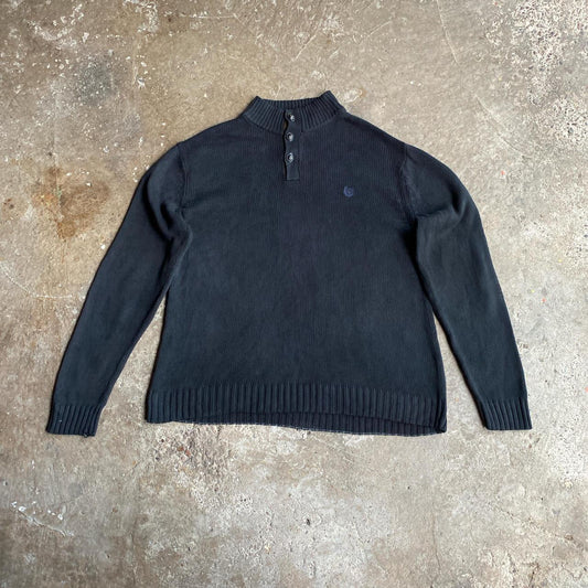 Black Chaps Button Up Knit Jumper - L