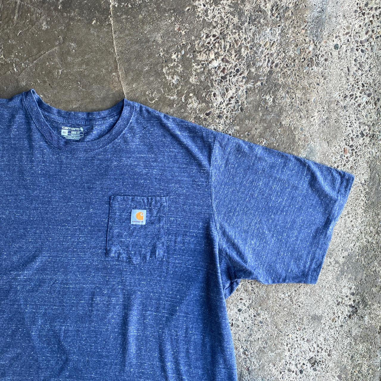 Blue Textured Carhartt Single Pocket T-Shirt - 4XL