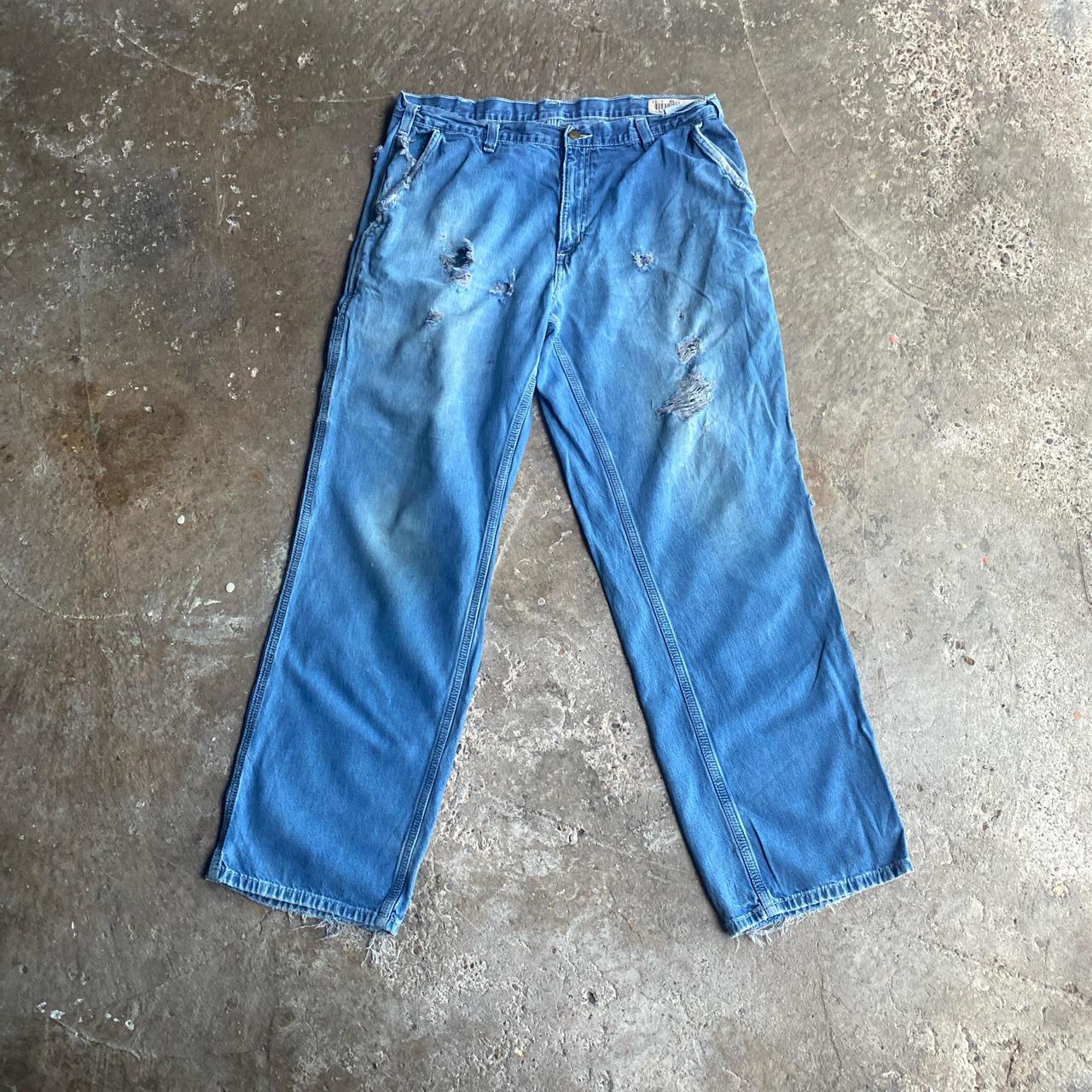 Blue Carhartt Distressed Denim Carpenter Jeans - W36