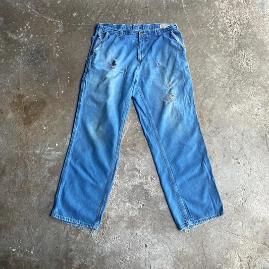Blue Carhartt Distressed Denim Carpenter Jeans - W36