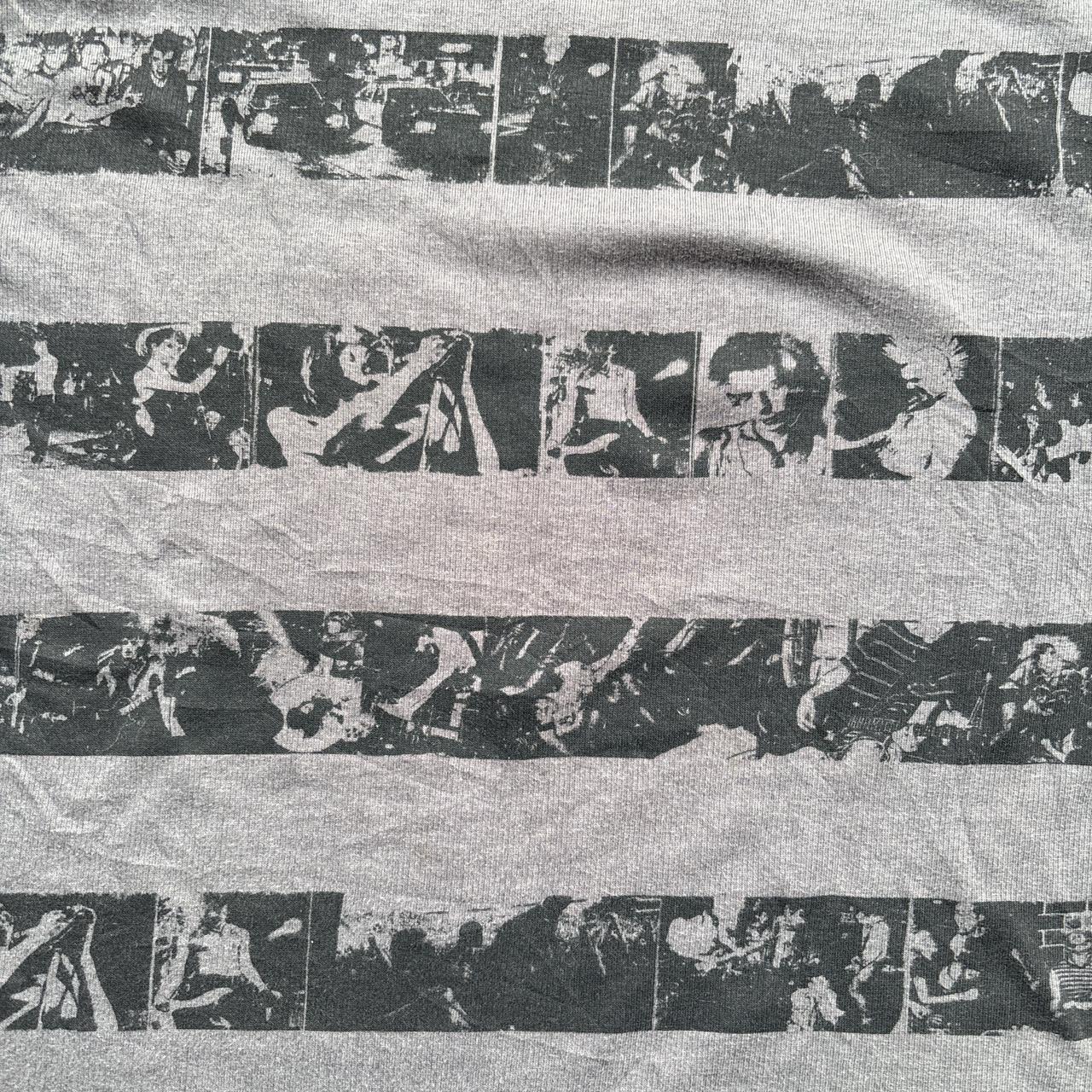 Black and grey single stitch long-sleeve punk rocker printed t-shirt with contrast