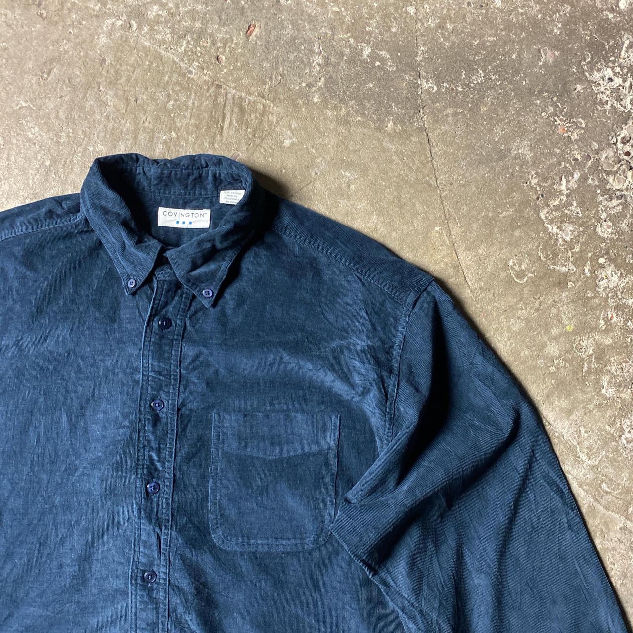 Navy Corduroy Button Up Shirt - L