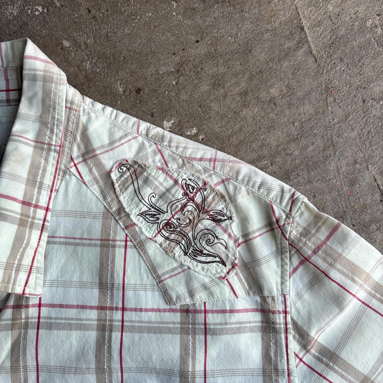 Checkered Cream Quiksilver Y2K Short Sleeve Shirt