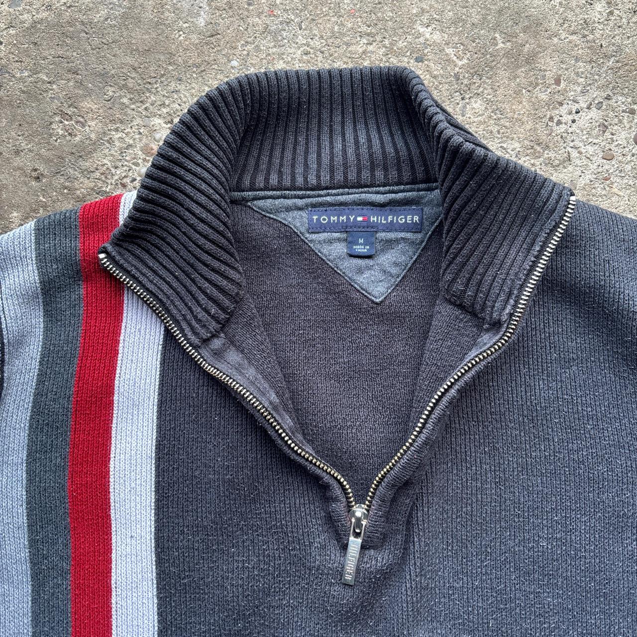 00s Black Tommy Hilfiger knitted quarter zip - M
