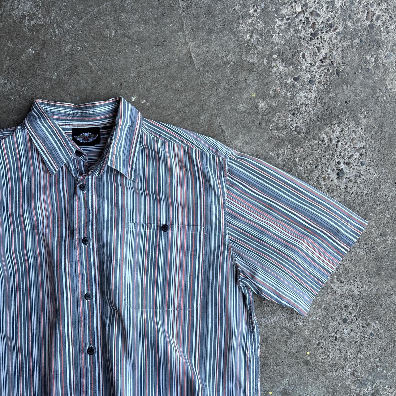 Vintage Harley Davidson Striped Short Sleeve Shirt