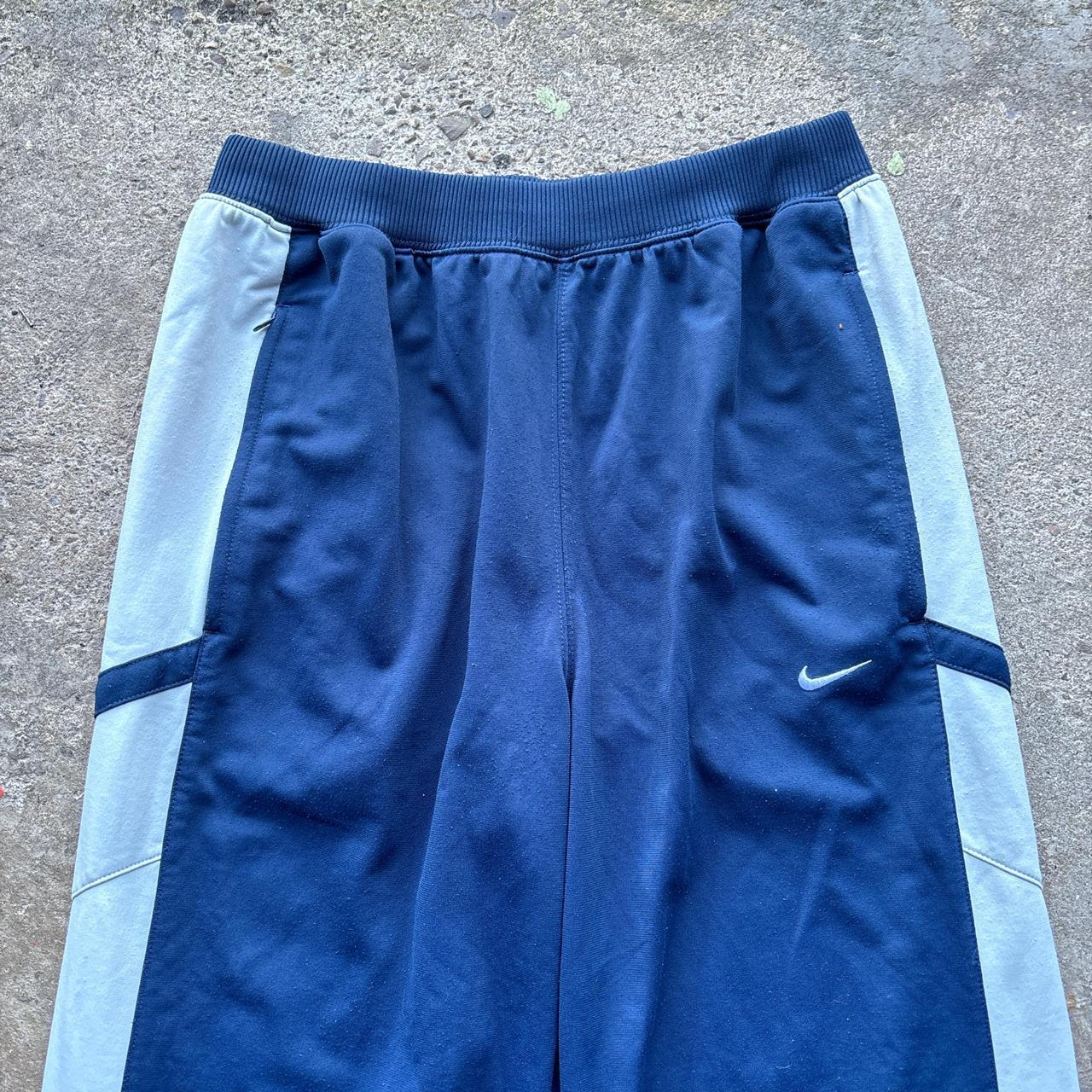 00s Navy and grey Nike Air track pants with embroidered logo