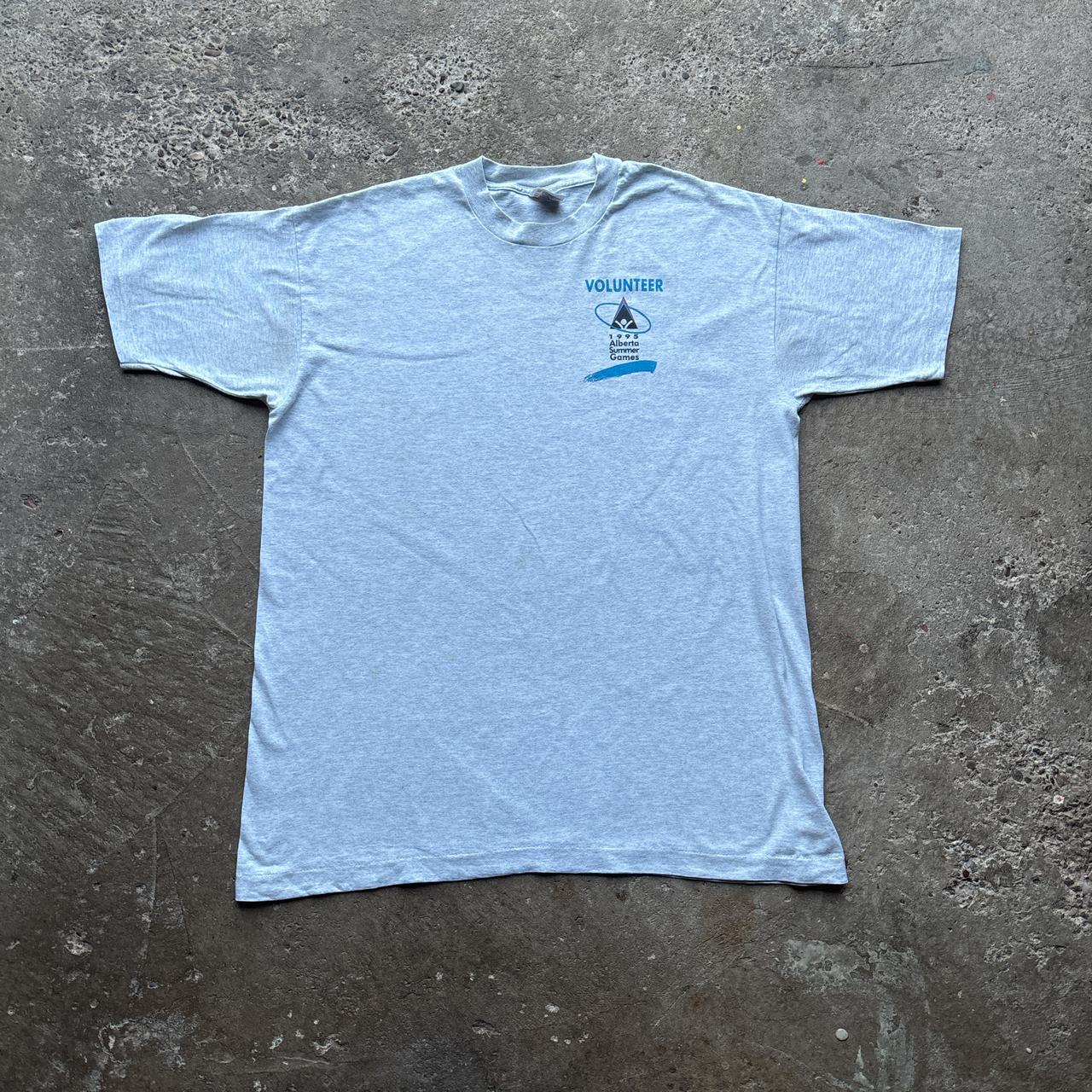 90s grey graphic t-shirt with Alberta Games print - XL
