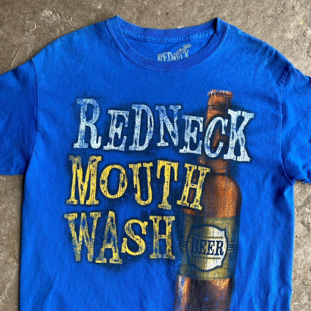 Blue ‘Redneck Mouthwash’ Graphic Beer T-Shirt