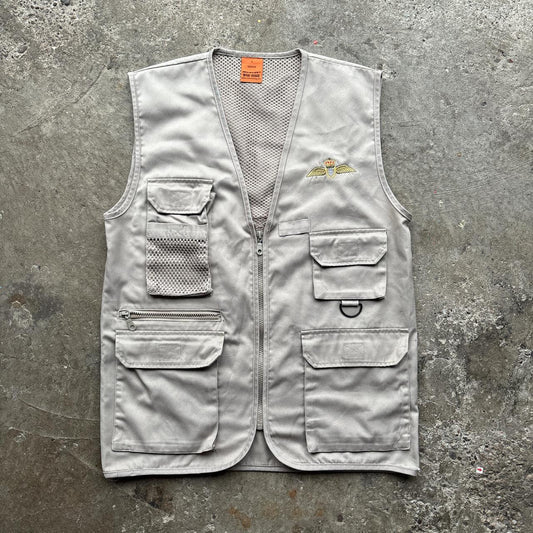Vintage cream workwear vest with embroidered logo