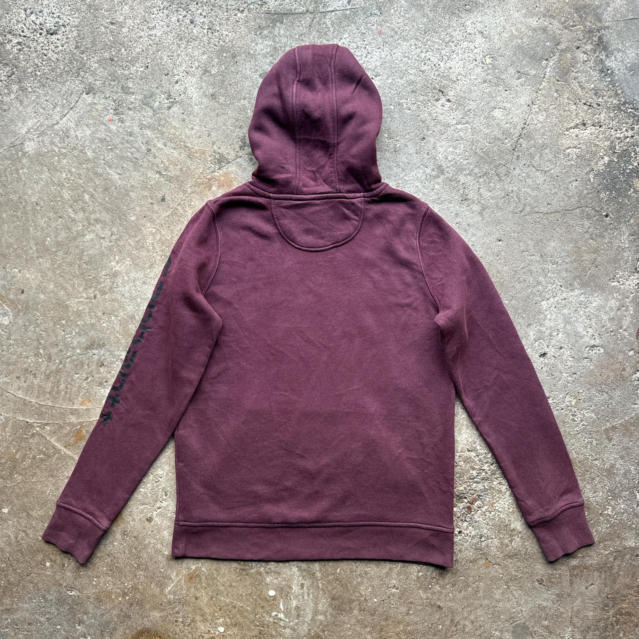 Burgundy Carhartt hoody with black print down the sleeve