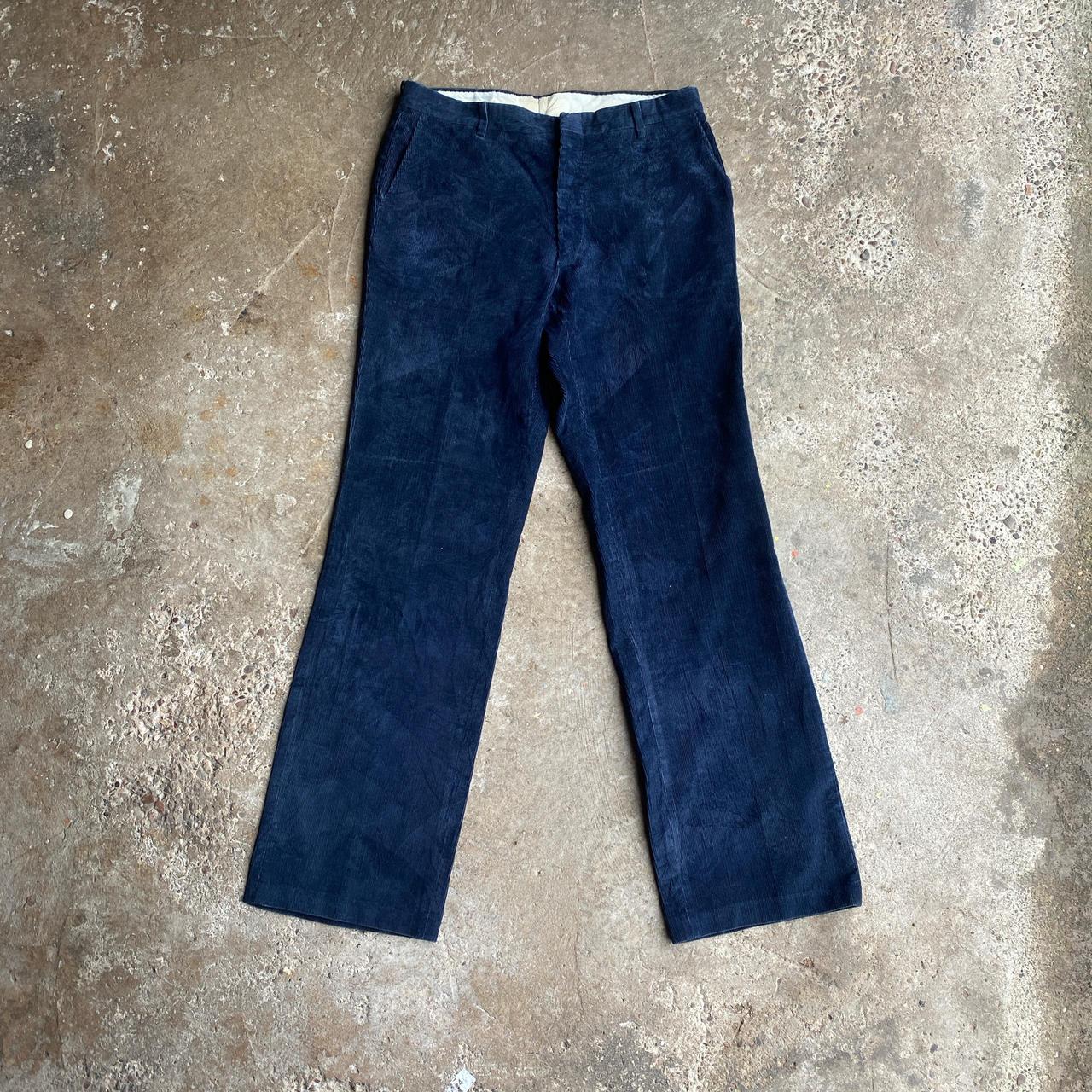 Navy Straight Leg Corduroy Trousers - W35