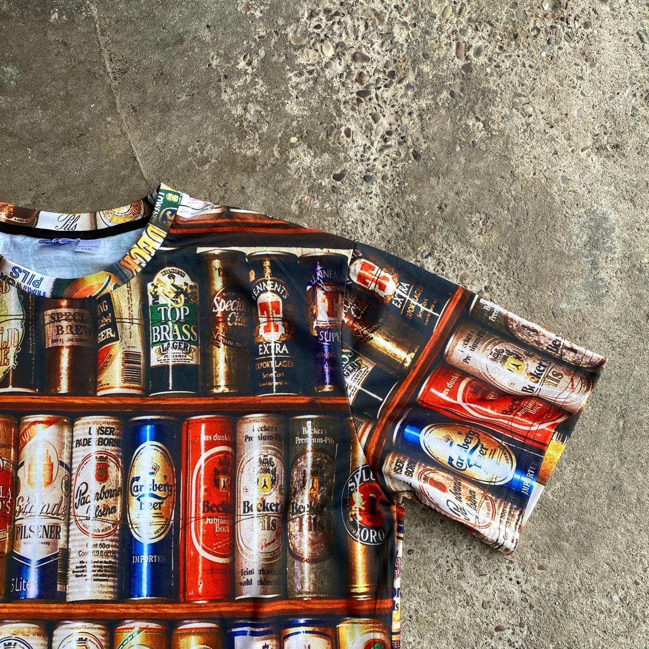 Beer Can Print T-Shirt