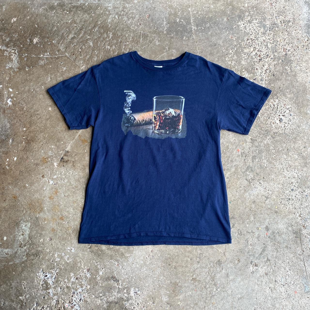 Navy Whiskey & Cigar Graphic T-Shirt