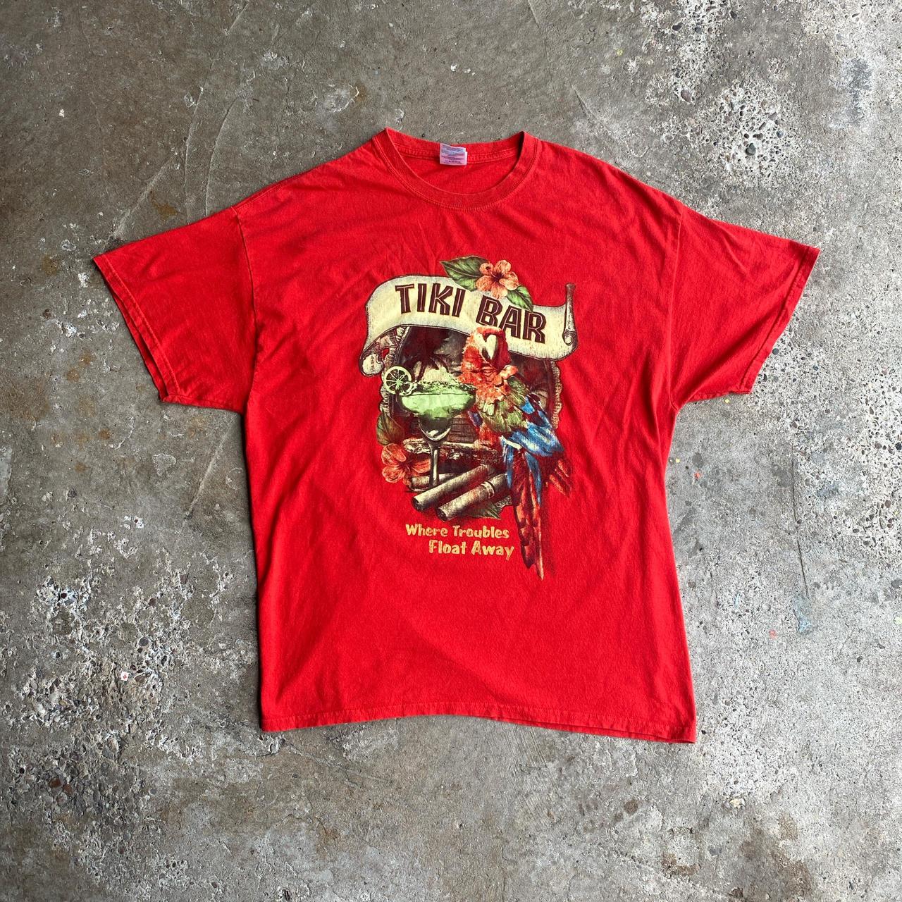 Red Graphic Tiki Bar T-Shirt - XL