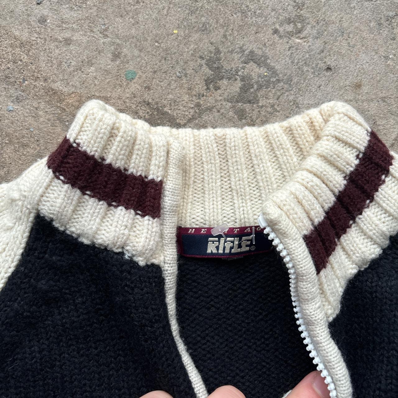 Cream and black Wool Rifle quarter zip