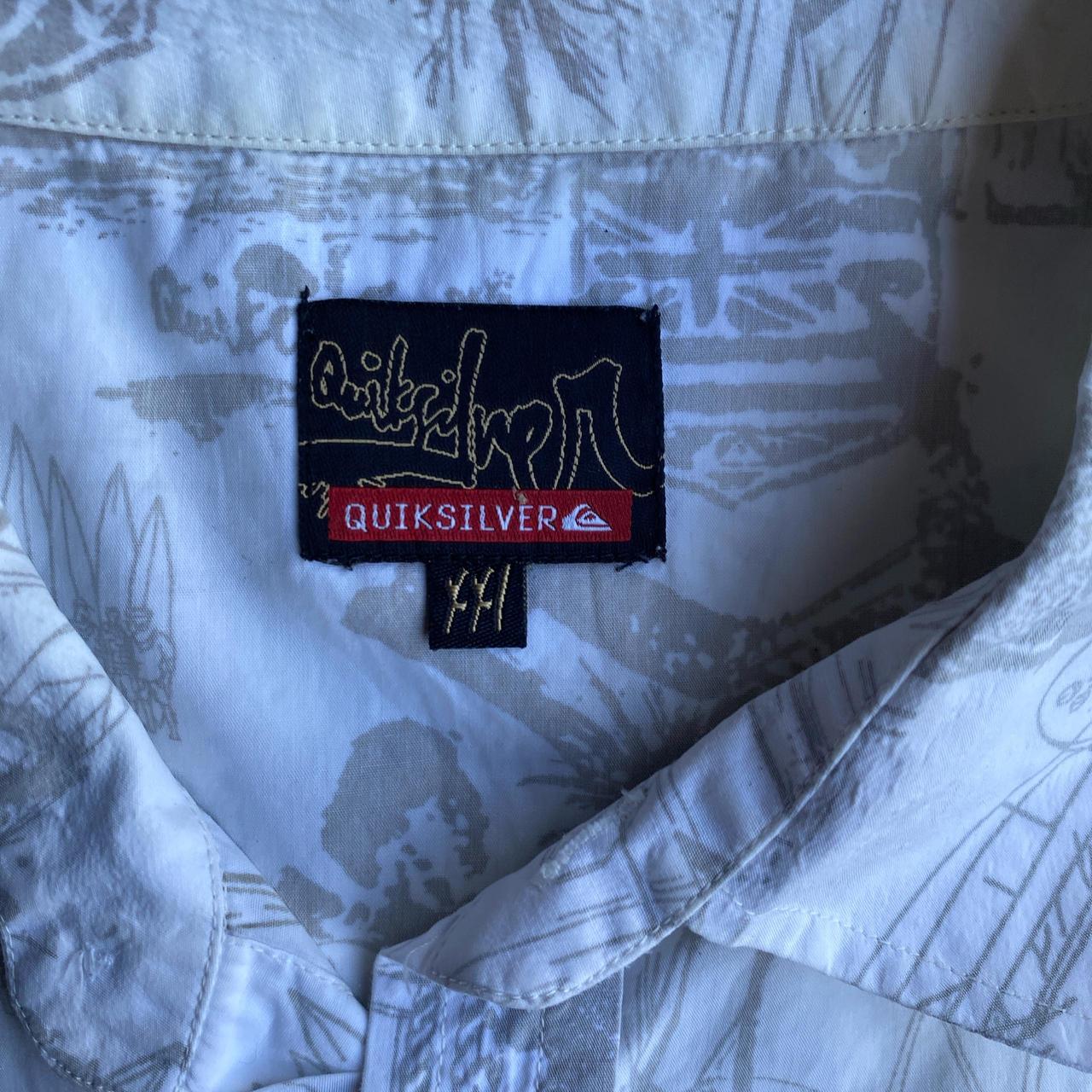 White Graphic Hawaiian Style Quiksilver Short Sleeve Shirt - 2XL