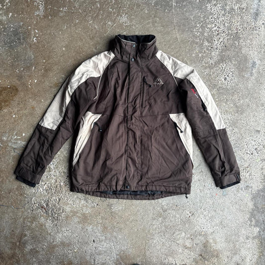 Brown & Cream Kappa Full-Zip Coat - L