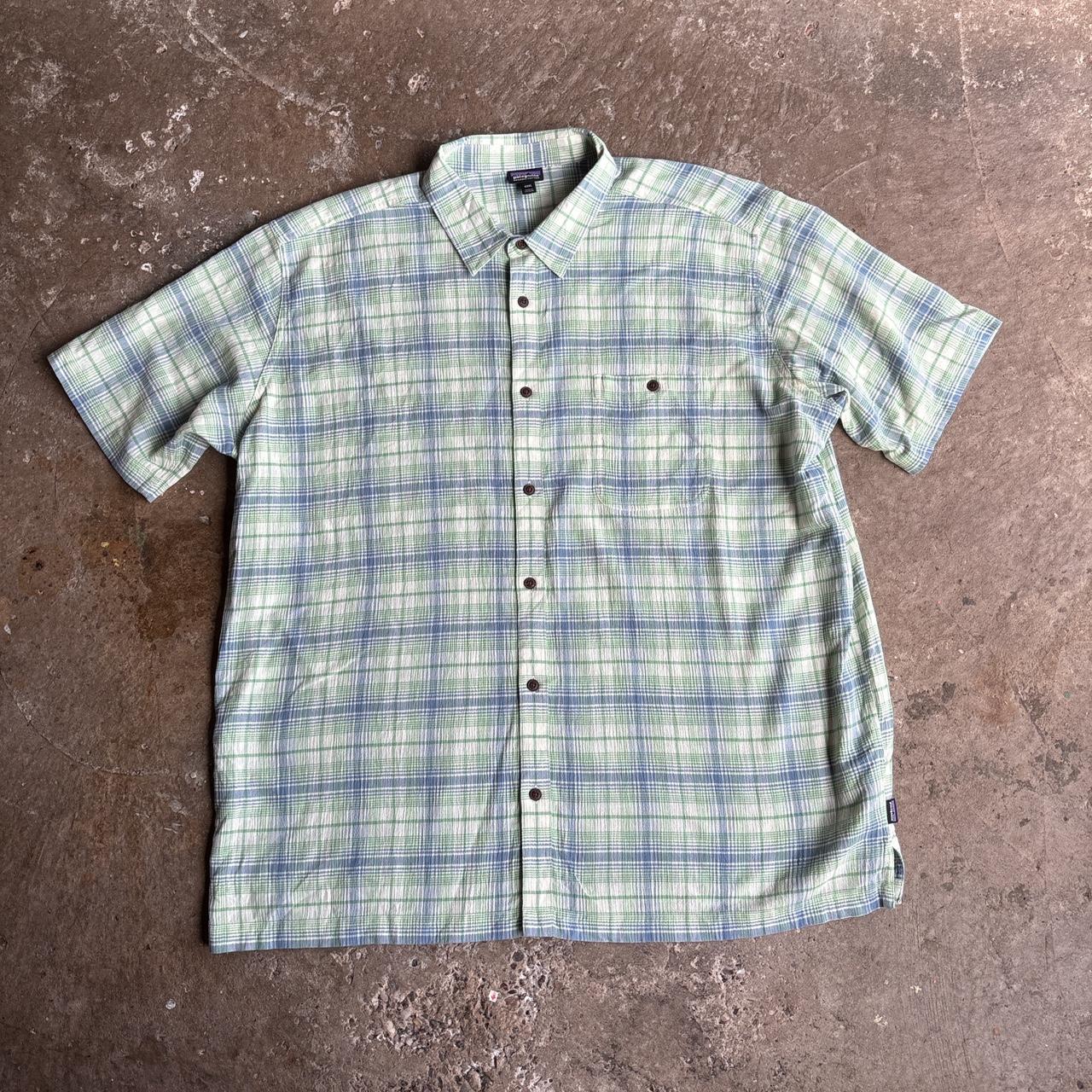 Green, white and blue Patagonia chequered shirt