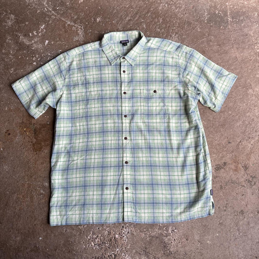 Green, white and blue Patagonia chequered shirt