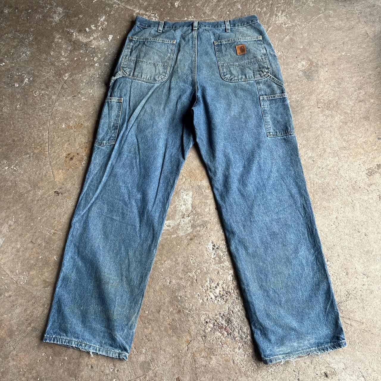 Washed Blue Denim Carhartt Ripped Jeans
