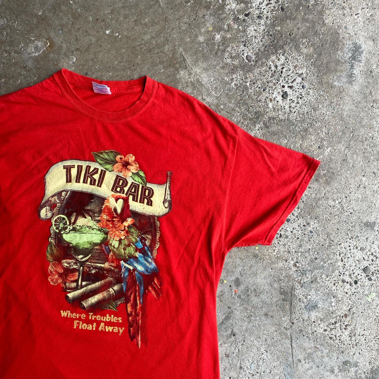 Red Graphic Tiki Bar T-Shirt - XL