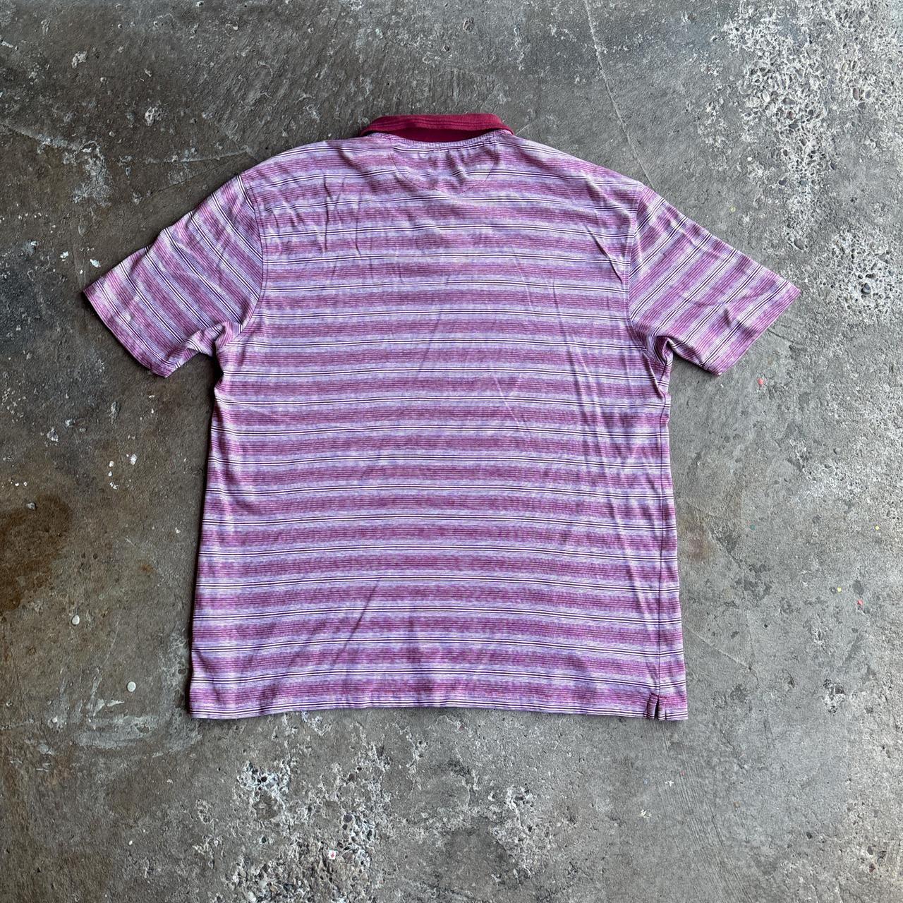 Striped Burgundy & White James Pringle Polo Shirt