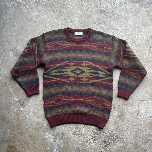 St Michael (M&S) Burgundy Patterned Knit Jumper
