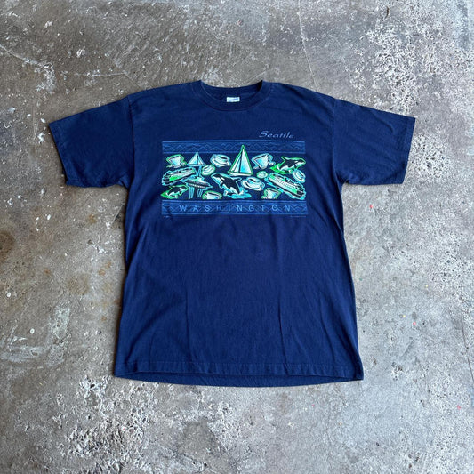Vintage Navy Single Stitch Graphic ‘Seattle’ T-Shirt