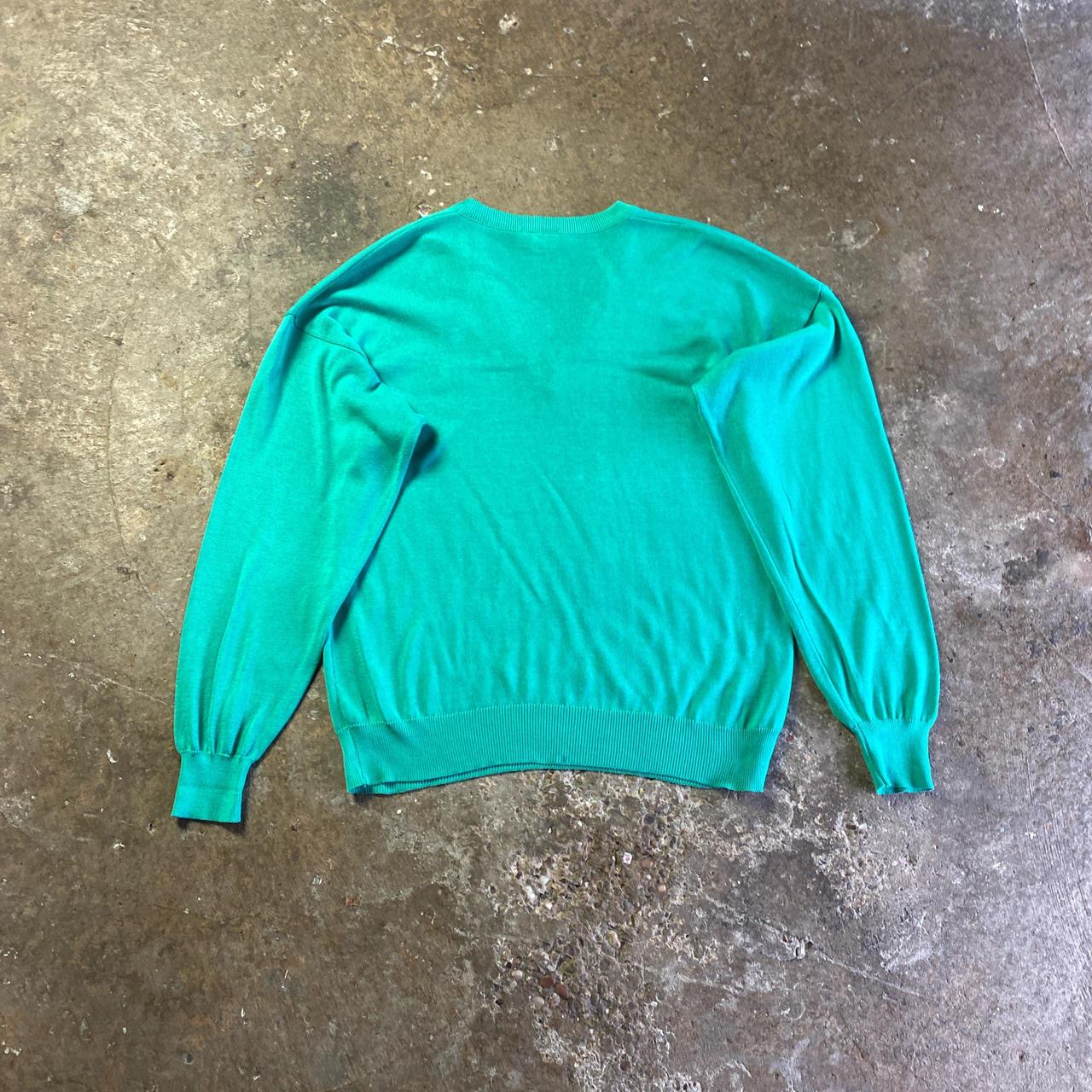 Vintage Green Lacoste V-Neck Jumper - L