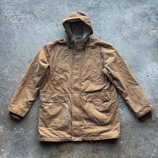 Tan workwear jacket with Sherpa lining
