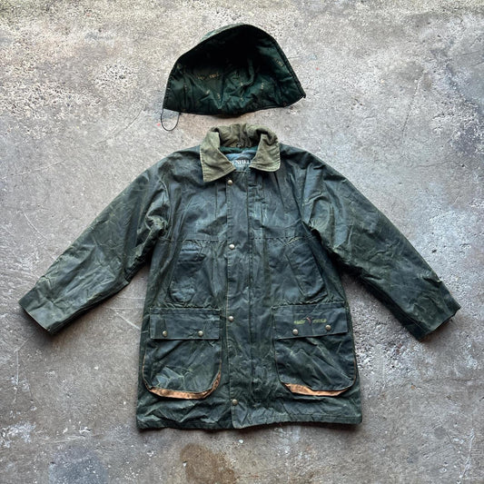 Openfield Green Waxed jacket with removable hood