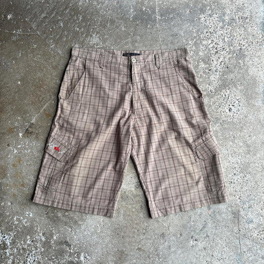 Brown Checkered Quiksilver Y2K Cargo Shorts