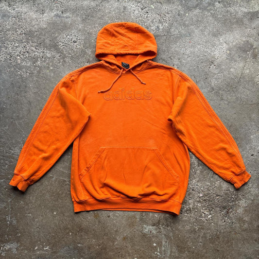 Orange Adidas hoody with embroidered logos