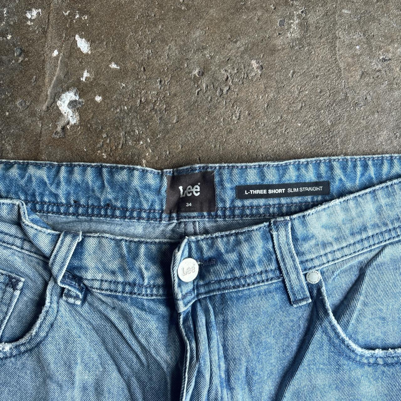 Blue Denim Lee Ripped Jean Shorts