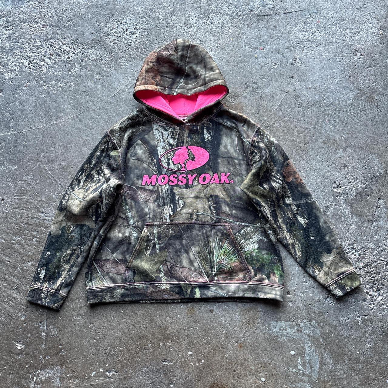 Real tree Mossy Oak hoody with pink logo - L