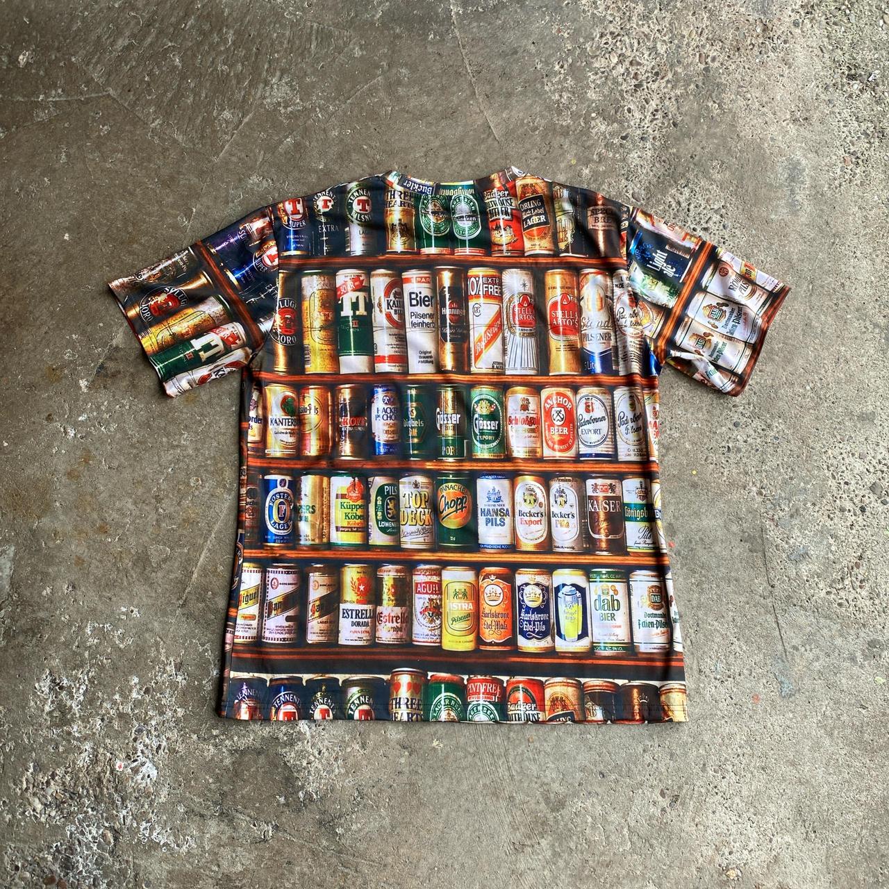 Beer Can Print T-Shirt