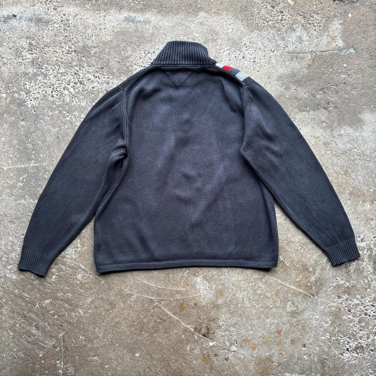00s Black Tommy Hilfiger knitted quarter zip - M