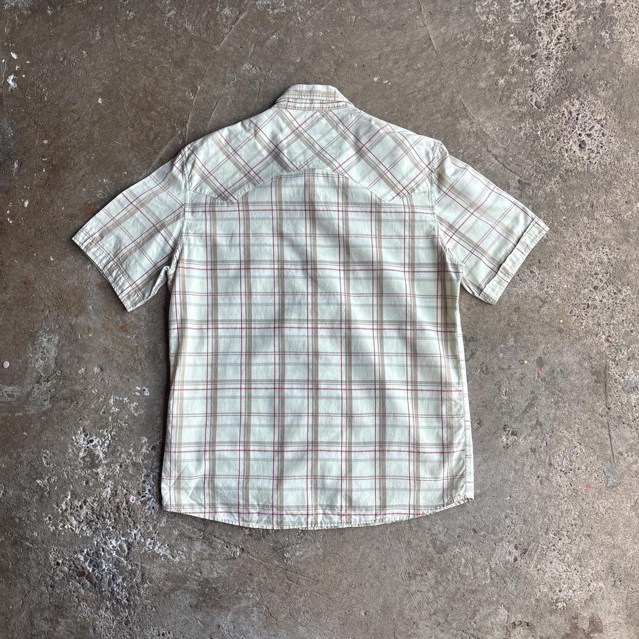 Checkered Cream Quiksilver Y2K Short Sleeve Shirt